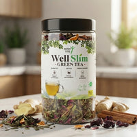 Well Slim Green Tea – Natural Herbal Weight Loss Tea | Burn Fat & Detox (200g) view 1