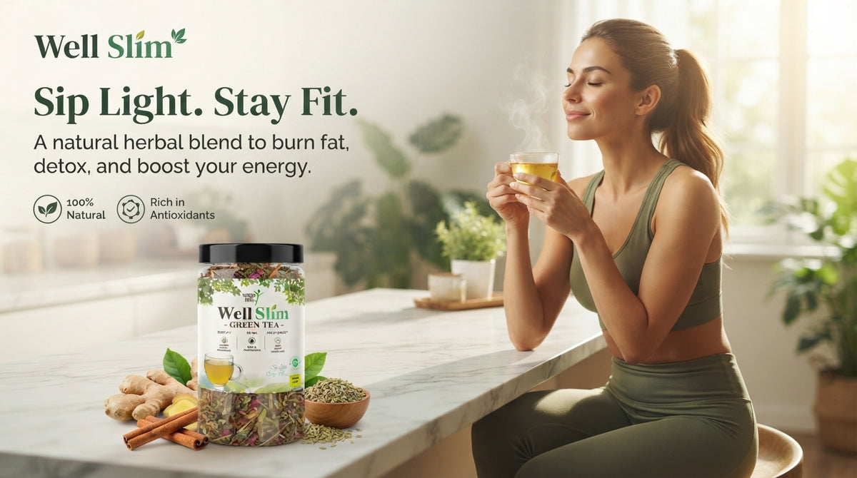 Well Slim Green Tea – Natural Herbal Weight Loss Tea | Burn Fat & Detox (200g)